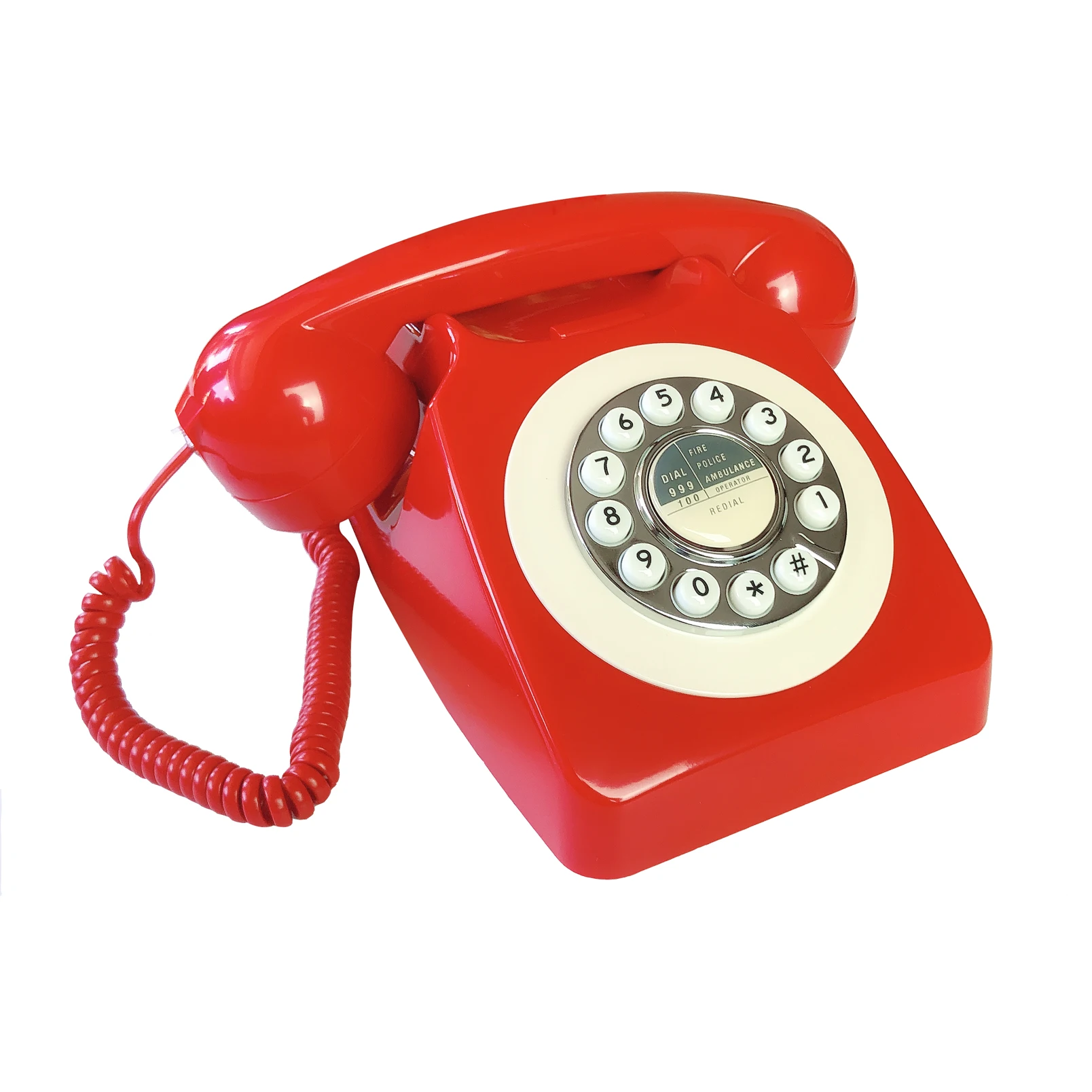 Corded Red Retro Telephone for Home Office, Classic Old Fashion Landline Phone, Wired Antique Decorative Desktop Phones