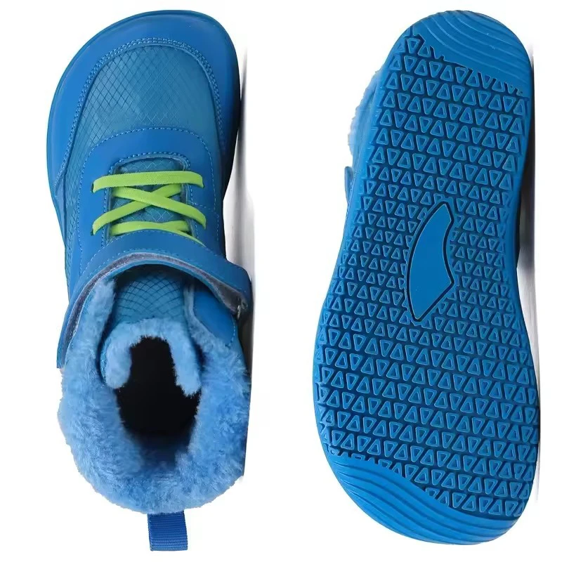 New Fashion High Top Children Barefoot Shoes Casual Sneakers Boys Girls Winter Warm Comfort Snow Boots Toddler Plush Cotton Shoe