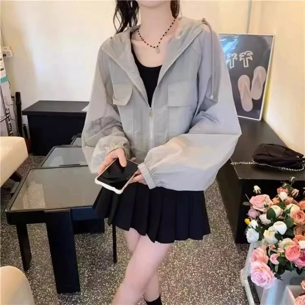 Simplicity Thin Sunscreen Clothing Anti UV Sun-Protective Leisure Hooded Outwear Waterproof Loose Windbreaker Summer