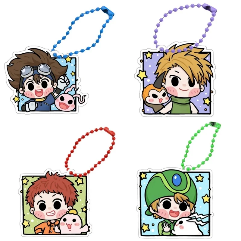 

Digimon Adventure Keychains Yagami Taichi Ishida Yamato Takenouchi Self Made Acrylic Action Figures Anime Collection Pendant