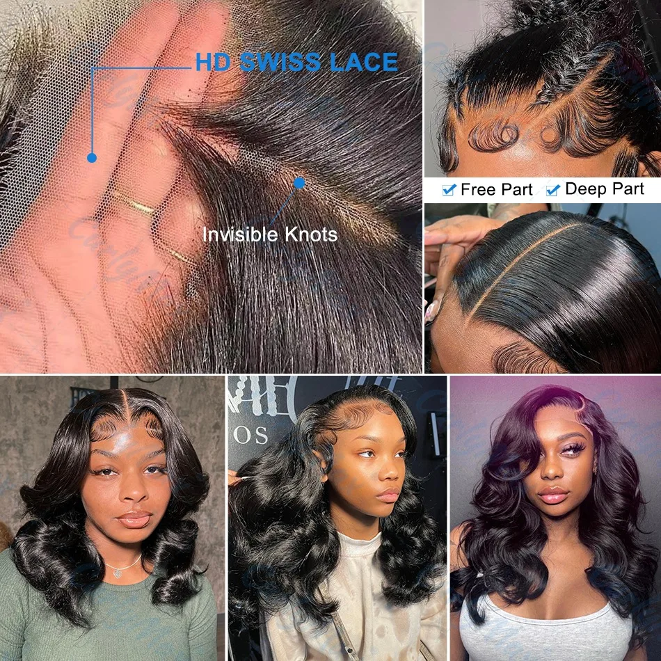 Brazilian Short Bob 13x6 HD Transparent Lace Front Body Wave 13x4 Lace Frontal Human Hair Wavys 5x5 Closure Wig Choice For Women