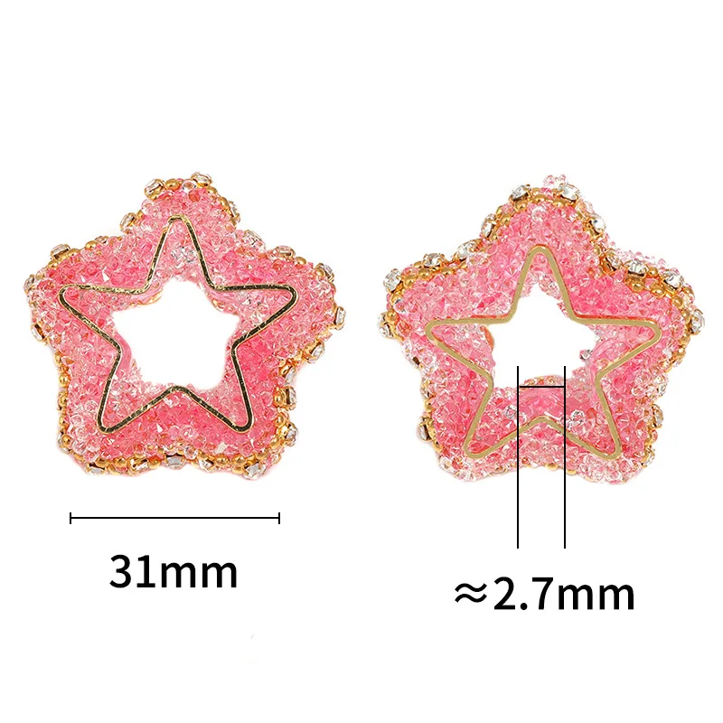 Trendy New 20pcs 31mm Glitter Hollow Out Cute Stars Resin Jewelry Beads Fit Bracelet Necklace Ornament Accessories Pen Making