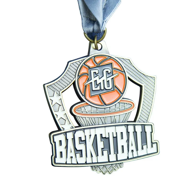 Manufacturer's Metal Medal, Customized Baking Paint, Colored Zinc Alloy Die Casting, Electroplated Hollow Basketball Award