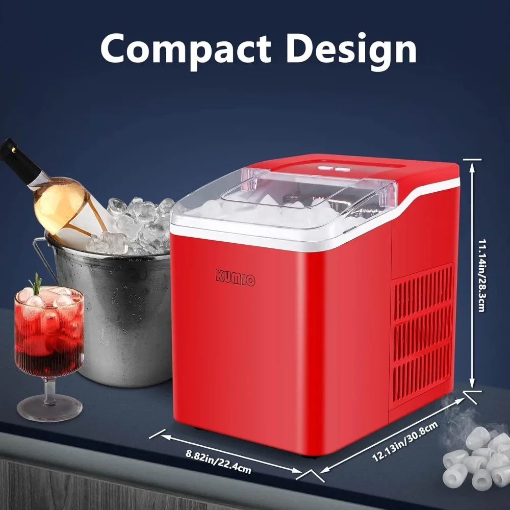 Ice Maker with Self-Cleaning , Scoop & Basket, 9  Bullet Ices Fast Making in 6-8 Mins, 26.5 Lbs in 24 Hrs, Ice Machine