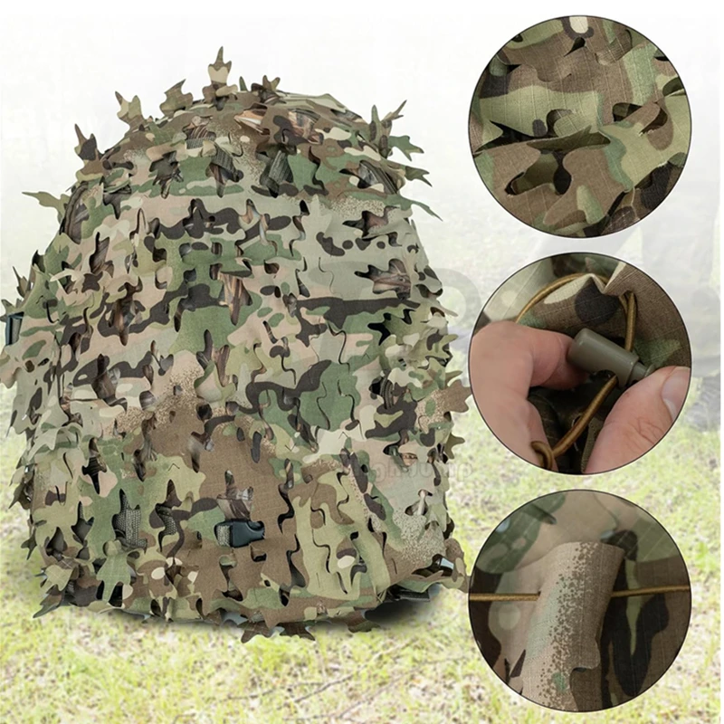 Bionic Camo Net sport Backpack Cover 3D Laser Tree Shape Camouflage Hunting Bags Cover Paintball Paratrooper Hunting Accessories