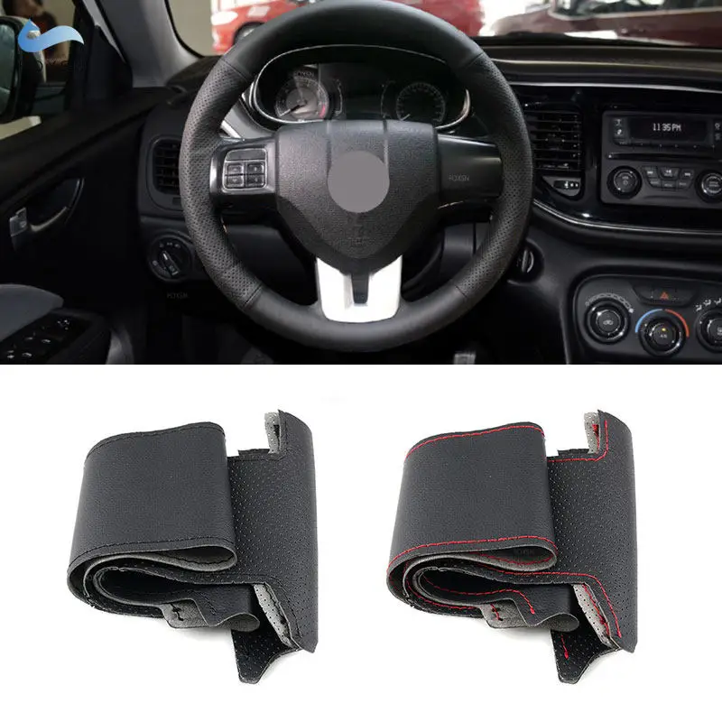 For FIAT Viaggio 2012 2013 2014 2015 Hand-stitch Microfiber Perforated Leather Car Interior Steering Wheel Cover Protective Trim