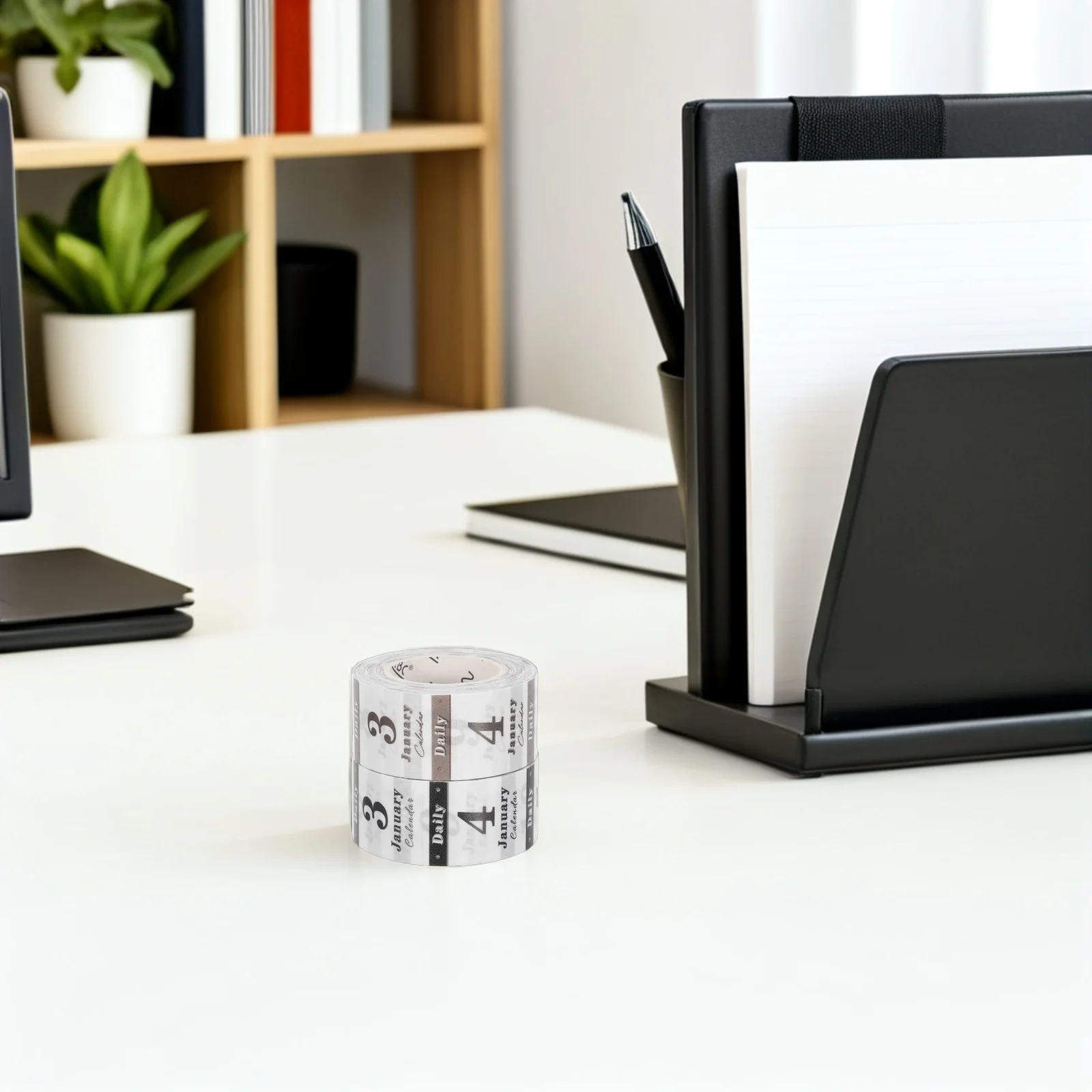 

2 Rolls Date Labels Minimalist Planner Stickers Yearly Calendar Decorative Adhesive Tape for Office School DIY Scrapbooking