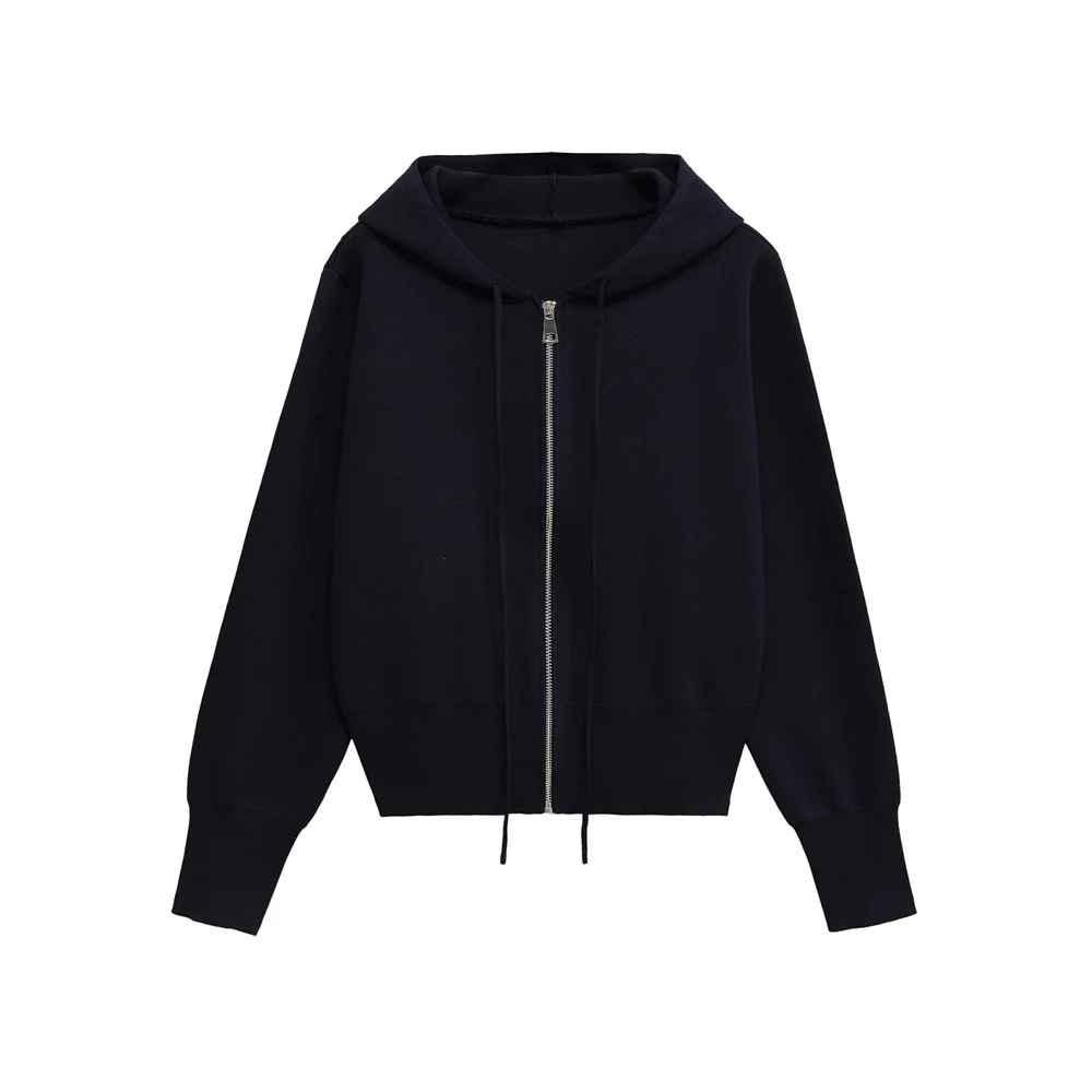 

New Women's Clothing European And American Style Fashionable Simple And Versatile Hooded Flat Needle Jacket