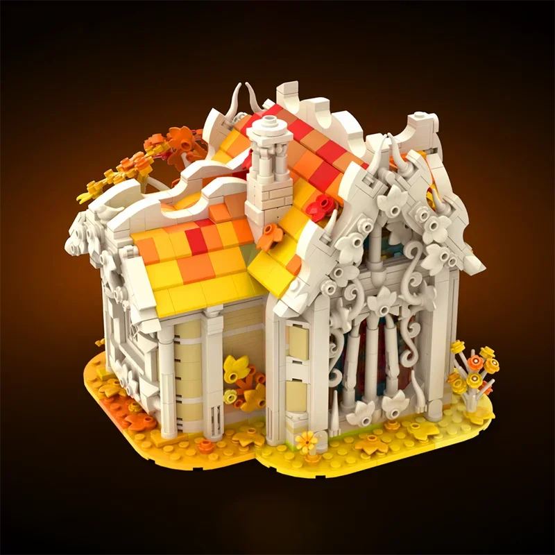 Décennie s de construction MOC de modèle de château médiéval, modèle de maison d'automne-bouleau, brique technologique, assemblage de bricolage, jouet de construction, cadeaux de vacances