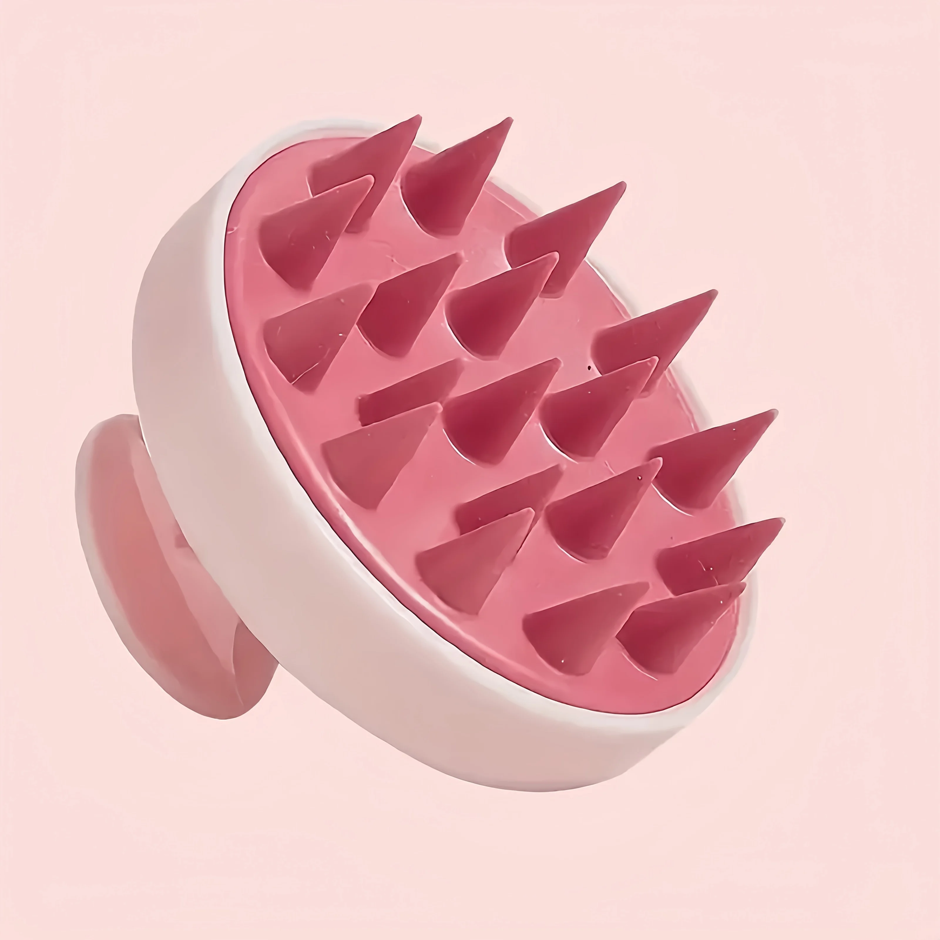 

Silicone Scalp Massager & Shampoo Brush - Soft Pink/Beige Manual Head & Body Scrubber for Shower, Exfoliating, Relaxation, Bath