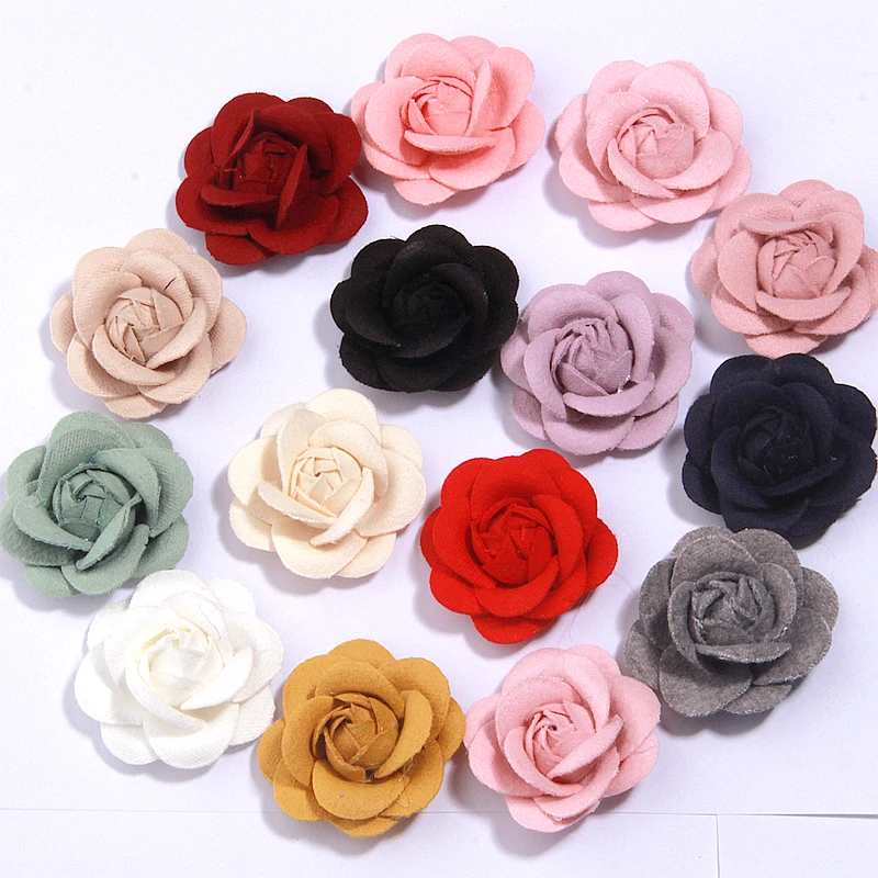 5Pcs 4cm Camellia Flower for Baby Girls Hair Accessories Heads Home Decor Marriage Wedding Decoration Fake Flowers for Headbands