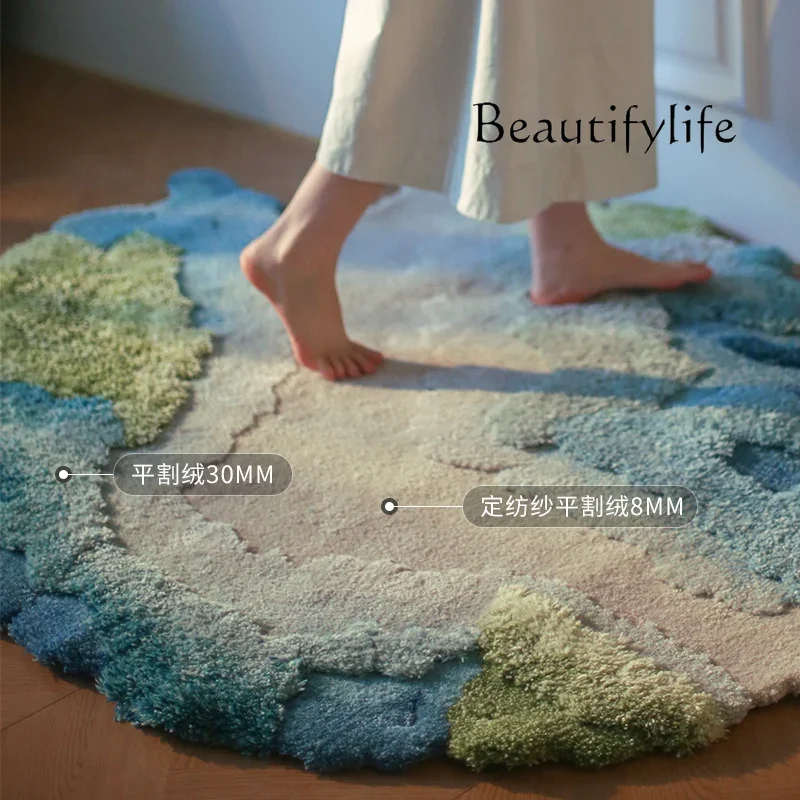 Z Only This Green Color Scheme Is Absolutely Perfect~ All Handmade Round Carpet Art Taste Living Room High-end Wool