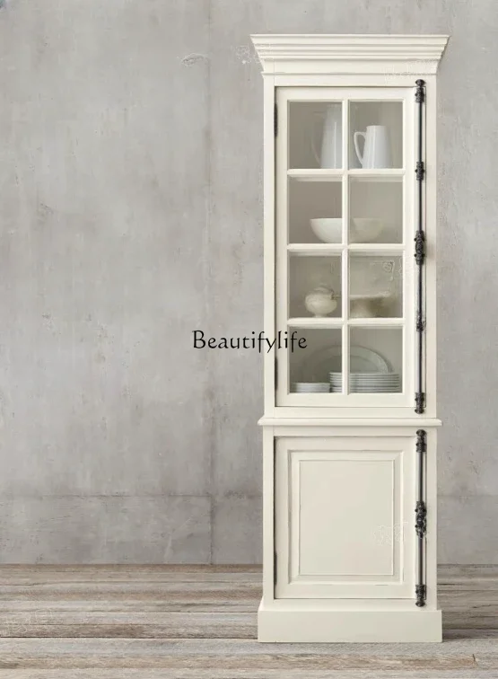

12French antique American country solid wood bookcase, oak display case