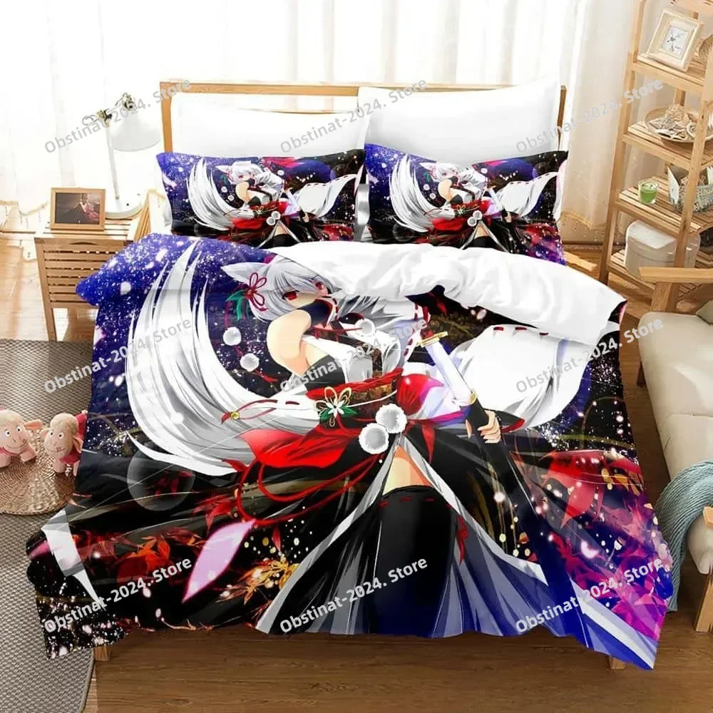 

3D Anime Kawaii Girls Momiji Inubashiri Bedding Set Single Twin Full Queen King Size Bed Set Adult Kid Bedroom Duvetcover Sets