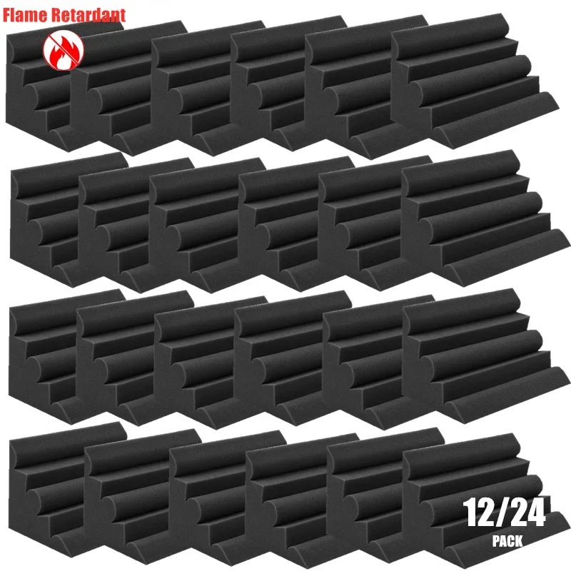 12/24 Pack 12 x 12 x 24cm Studio Acoustic Foam Bass Traps Corner Foam High Density for Studio KTV Recording Room Office