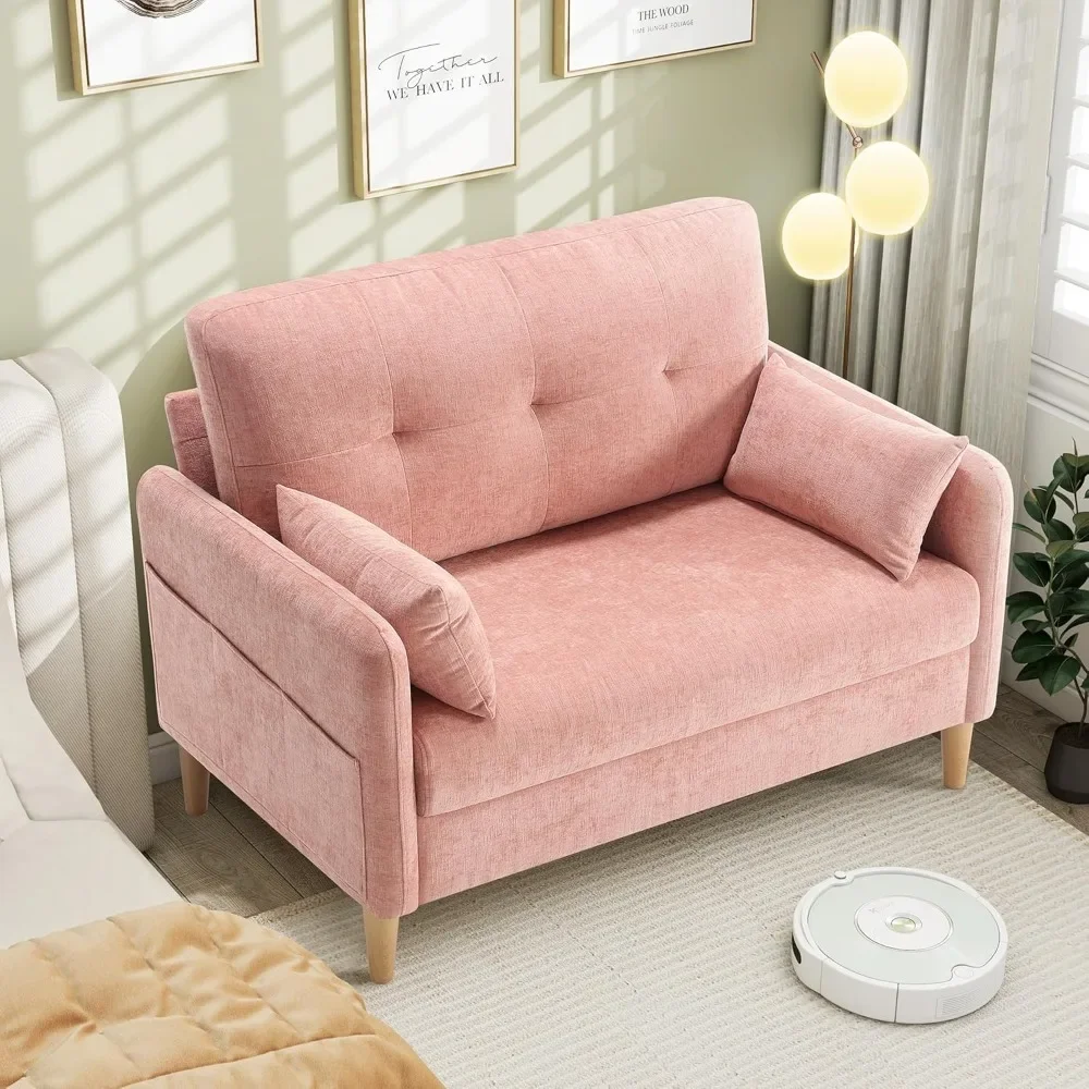 

Loveseat Sofa, 47” Small Couch for Living Room, Comfy Chenille Fabric Love Seat for Bedroom withThrow Pillow,Removable Cushion