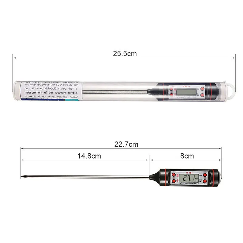 

80PCS Tp101 Black And White Food Baking Digital Kitchen Thermometer Electronic Probe Liquid Bbq Temperature Measuring Pen
