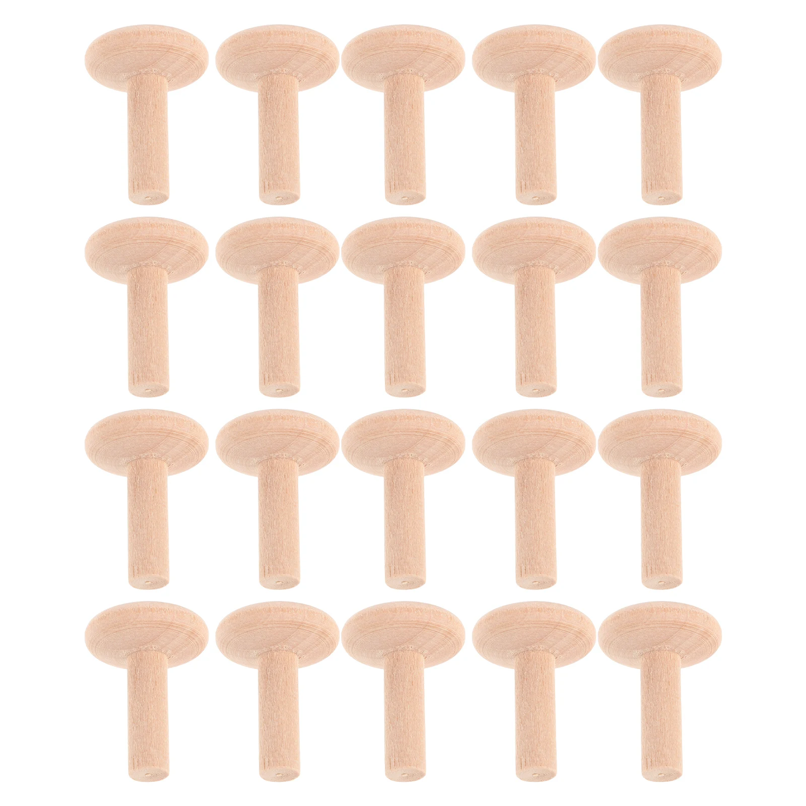 

20pcs Wooden Dowels Natural Hardwood T-Shaped Pegs Furniture Repair Craft Supplies Diy Woodworking Shelf Support Pins Cabinet