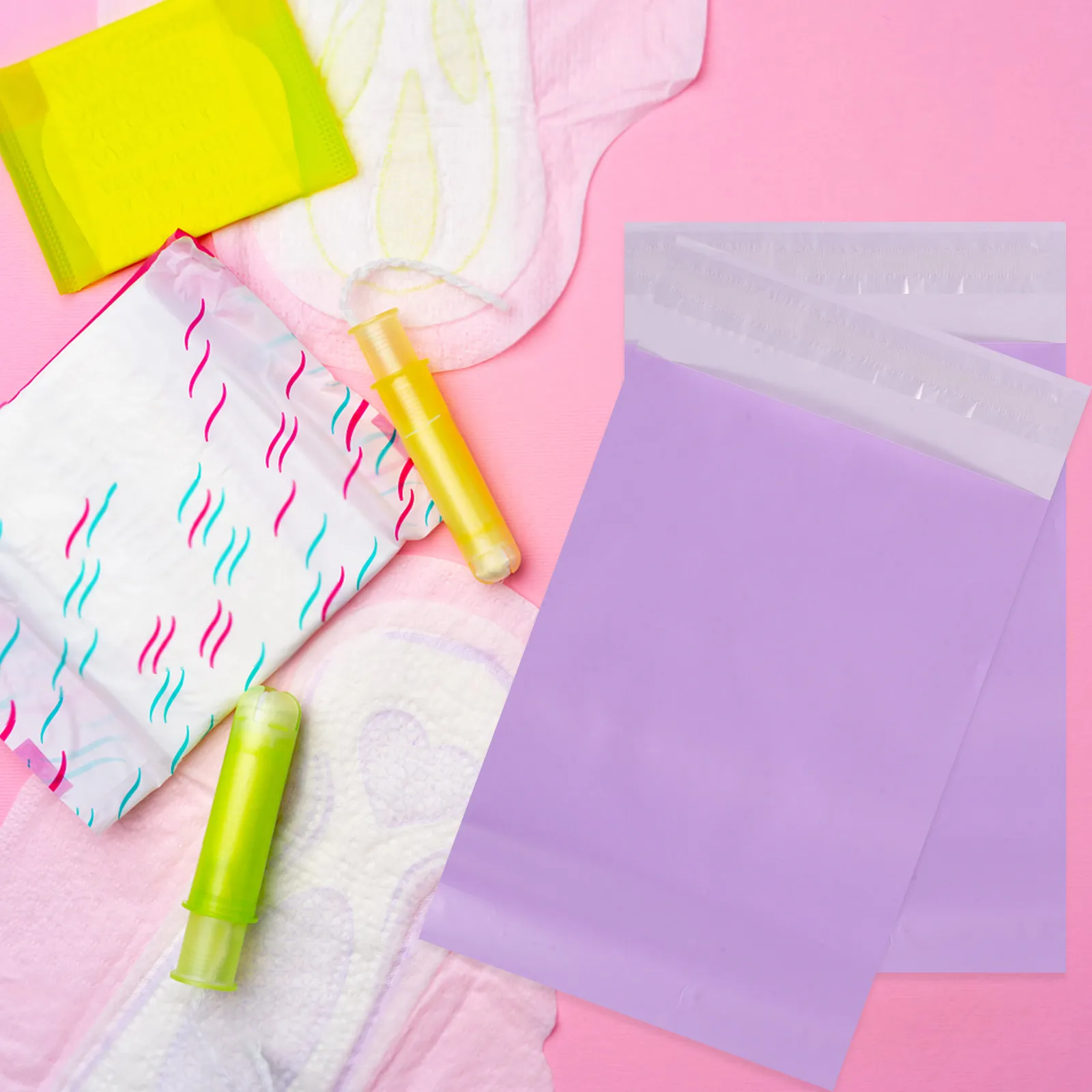 100pcs Sanitary Napkin Disposal Bags Purple 9 New Material 15x25 Self Sealing Menstrual Pad Storage Girls Privacy Protection