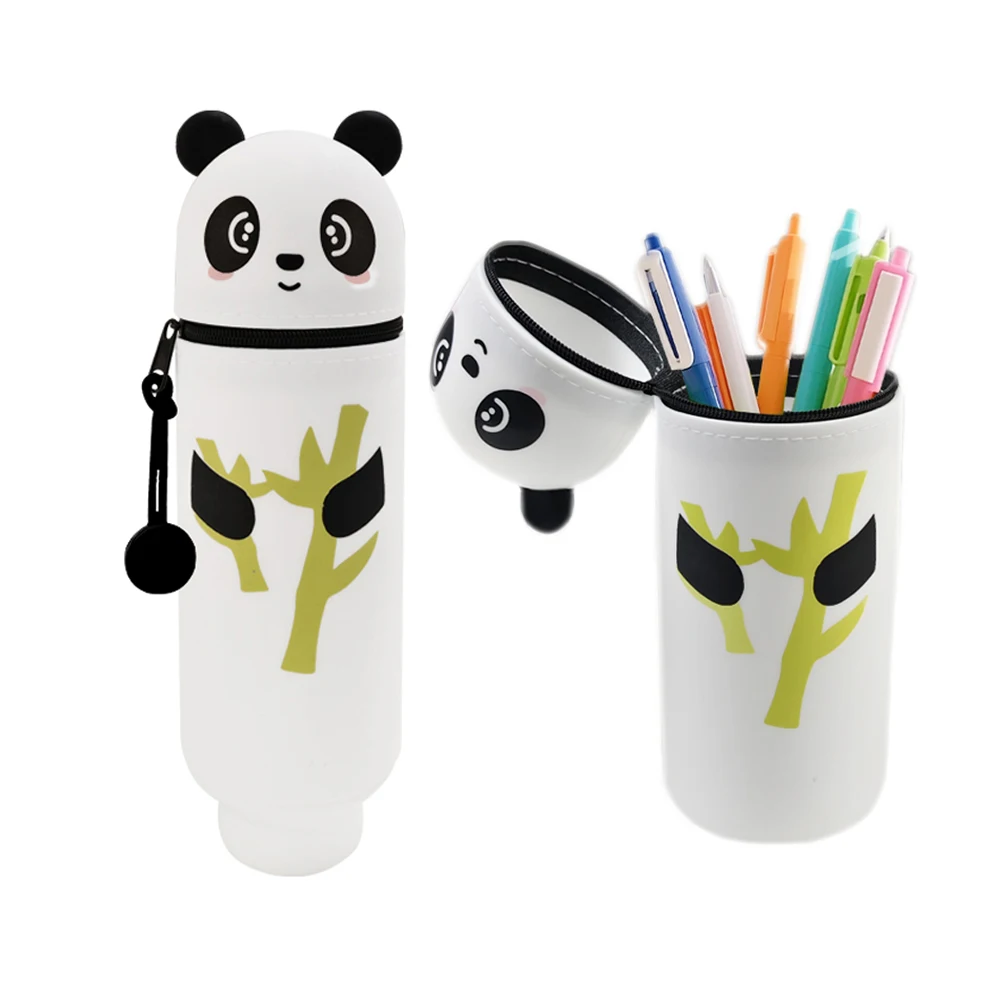 قلم محايد قابل للمسح ومقلمة من السيليكون، حبر ممحاة ساخنة، ألوان حبر زرقاء، تصميم على شكل حيوان، طرف 0.5 مم #5