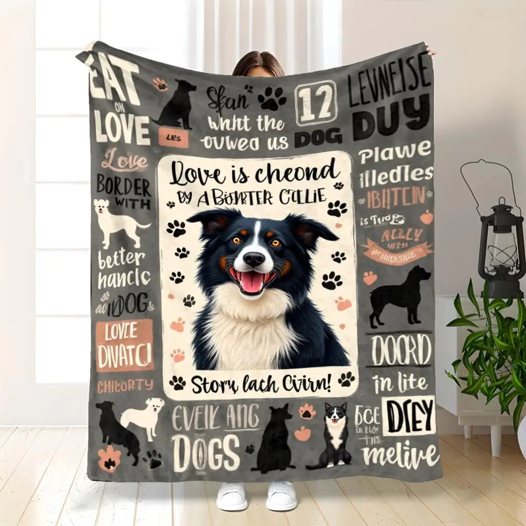 Large Dog Lover Blanket Throw 150x200cm Cozy Gift for Dog Mom Dog Dad Pet Owner Warm Plush Throw Blanket