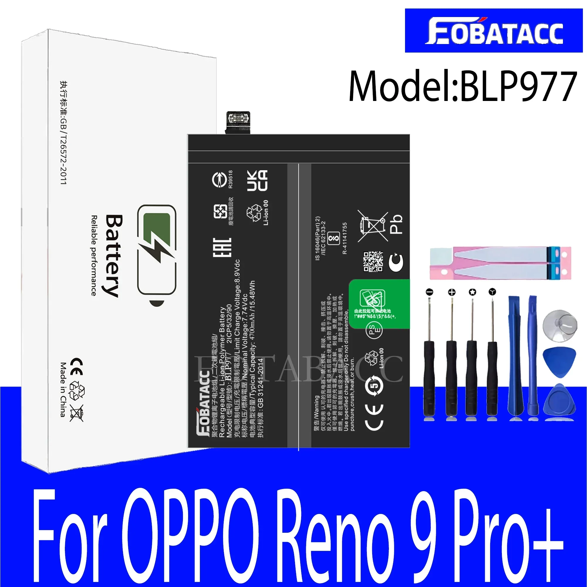 

EOTABACC 100% New Original Battery BLP977 For OPPO Reno 9 Pro+ /plus Battery +Tools