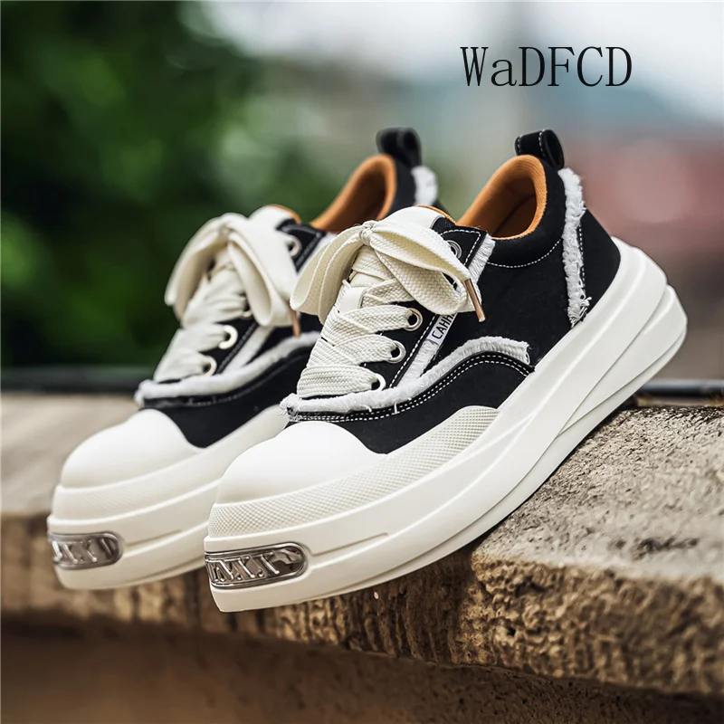 Sneakers Casual Plus Size 45 Mens Original Designer Big-head Board Shoes Fashion Leather Fabric Height Increased Platform Shoes