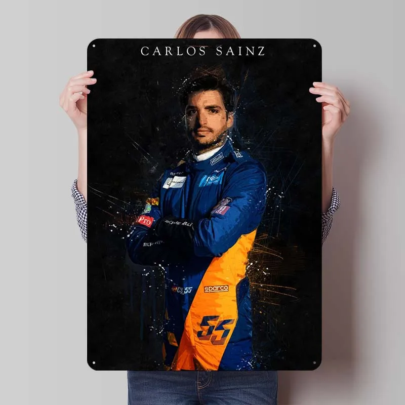 Carlos Sainz Metal Sign Racing Posters Coffee Bar Retro Tinplate Sign for Wall Art Decoration Room Decor Aesthetics Interior