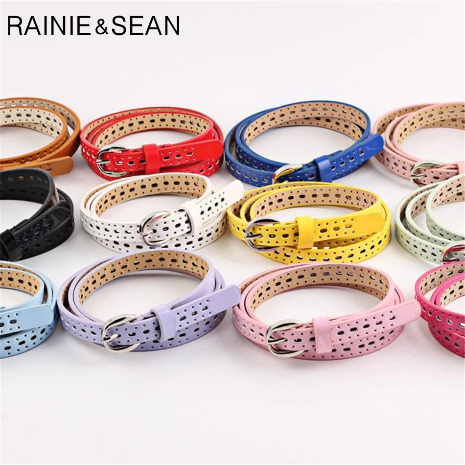 الوردي النساء حزام الجوف خارج بولي Leather الجلود Royalblue حزام المرأة الكورية السيدات عادية تصميم جديد الصلبة رقيقة حزام جلد للجينز