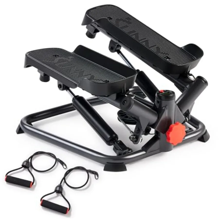 

Мини-степпер для домашних тренировок с эспандером для кардиотренировок всего тела, компактный дизайн, черная рама, подключение к бесплатному приложению для уроков с инструкциями