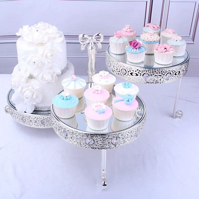 European cake plate mirror three-layer rotating dessert rack wedding decoration ornament home living room fruit storage