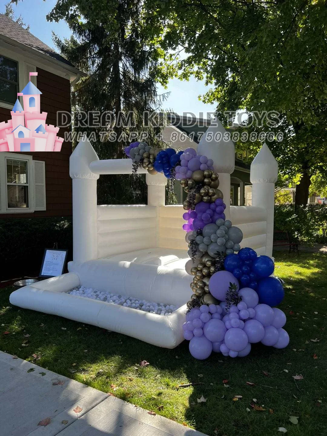 

8X10FT White Jumping House Bounce House Inflatable Ball Pit Bouncer Castle Outdoor Inflatable Wedding Bouncer Kids