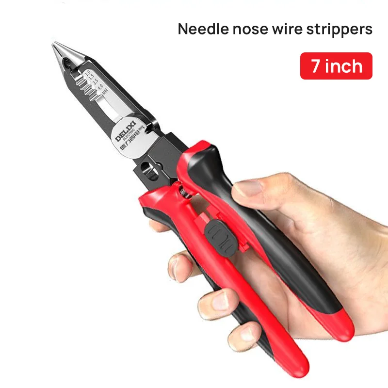 Electrician Pliers Needle Nose Pliers 6 in 1 for Clamping Screwing Wire Stripping Cable Cutting Wire Splitting