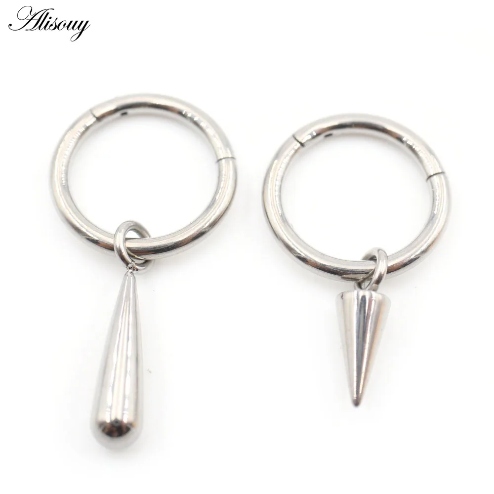 1PC G23 Titanium Water Drop Cone Pendant Nose Ring Daith Ear Hoop Captive Tragus Cartilage Helix Earring Piercing Body Jewelry