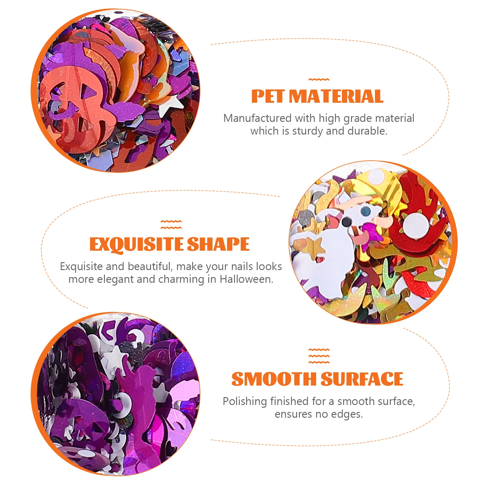 

Pumpkin Nail Patches 3 Boxes Glitter Sequins Craft Halloween Decorations Safe Materials Beauty Salon Home Use Charm Art