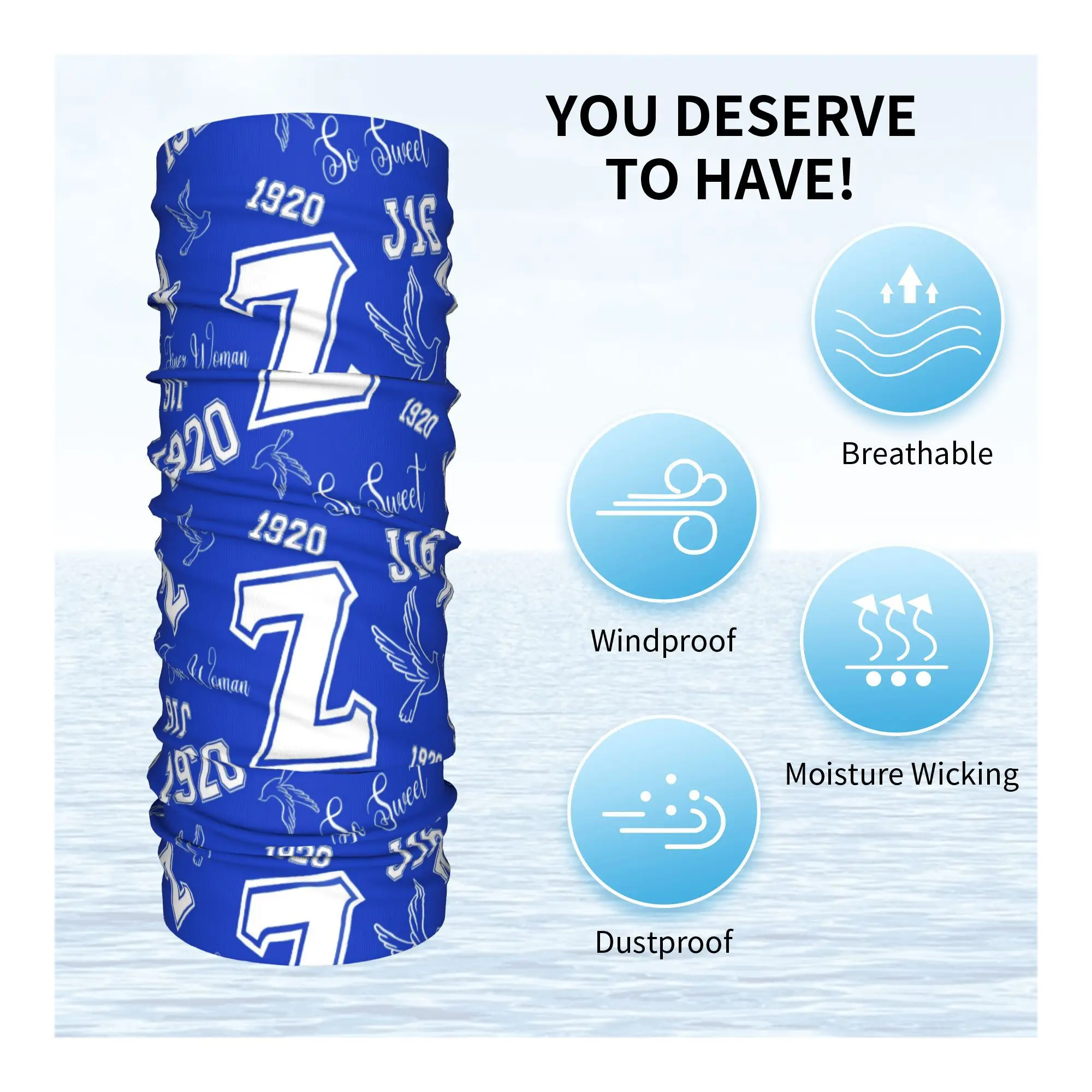 Custom Zeta Phi Beta Greek Letter Bandana Neck Warmer Women Men Winter Ski Hiking Scarf Gaiter  Face Cover