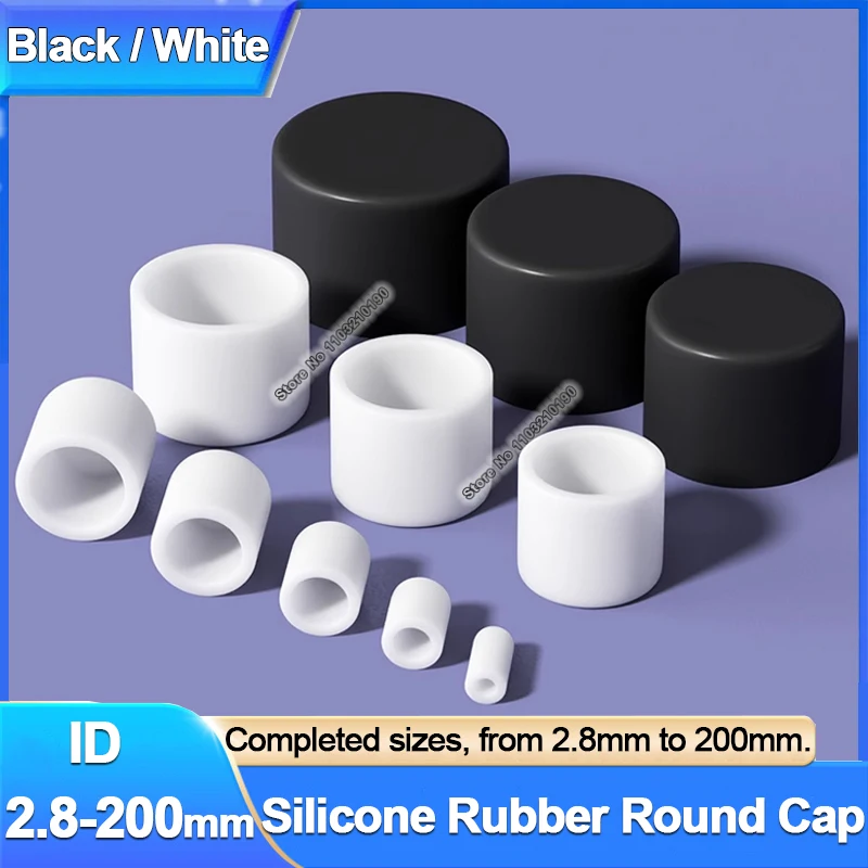 

Silicone Rubber Round Caps ID 2.8-200mm White/Black Dust Seal Blanking End Stopper Protection Cover For Pipe Tube Furniture Pads