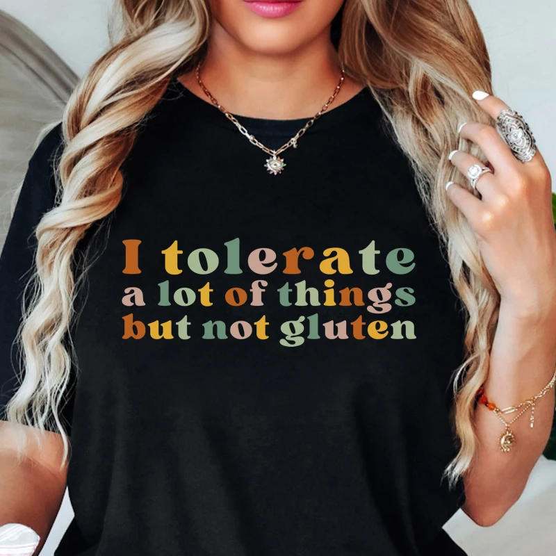 Camiseta de "tolere muchas cosas, pero no con el pecho", Top para la concienciación sobre la enfermedad celíaca sarcástica