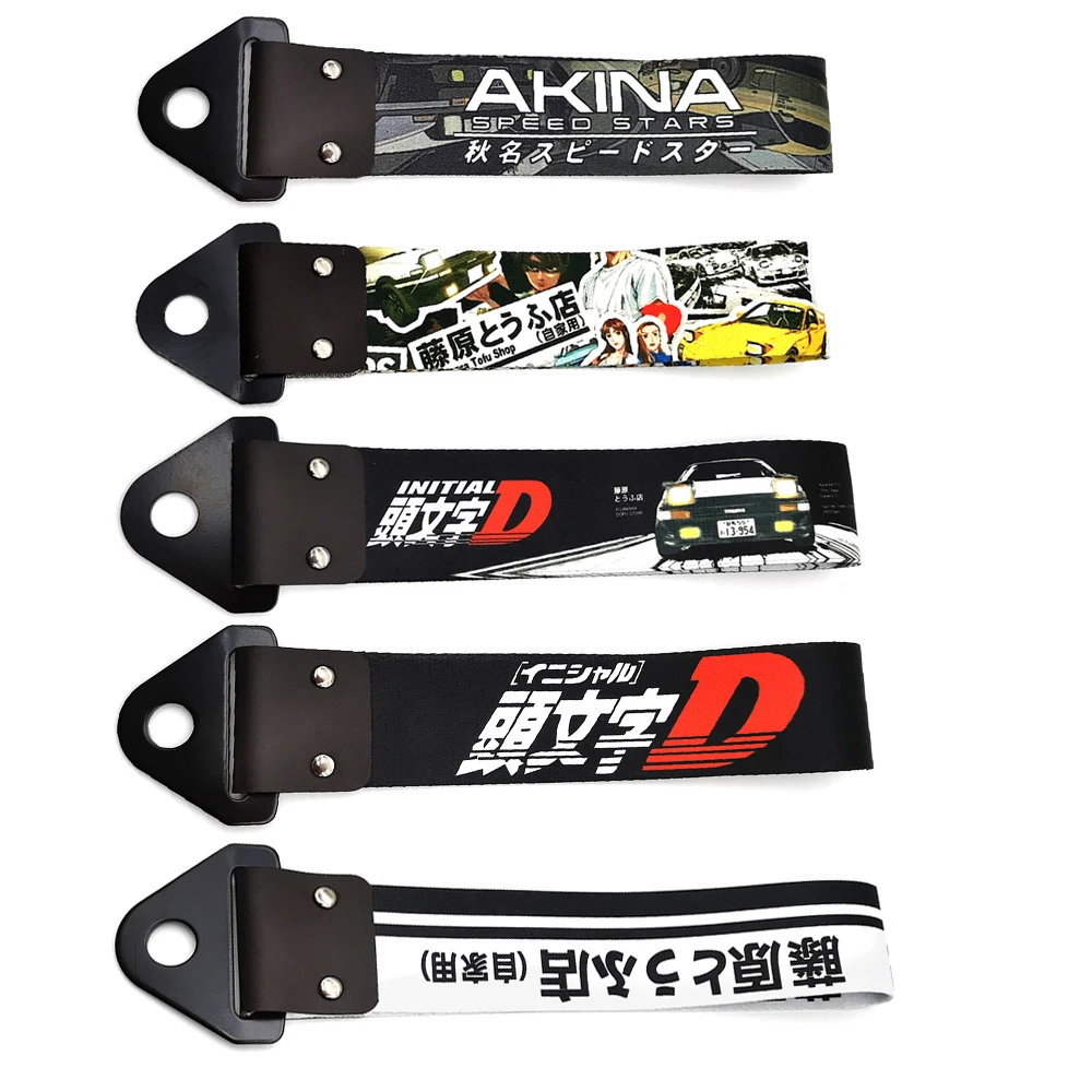 

New JDM Racing Initial D Car Ropes Hook Towing Car Styling Decor For Mitsubishi Honda TOYOTA NISSAN Suzuki Tow Strap Accessories