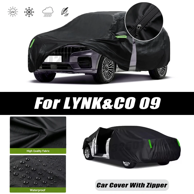 For LYNK&CO 09 Car Covers Outdoor Waterproof Sun Rain Snow Protection UV Car Zipper Design Car Cover Accessories