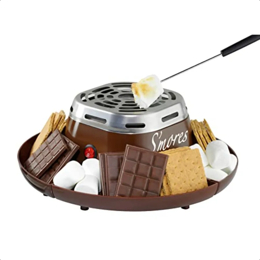 

Настольный электрический набор S'mores Maker Smores с палочками для запекания зефира и 4 лотками для крекерсов Graham, шоколада и