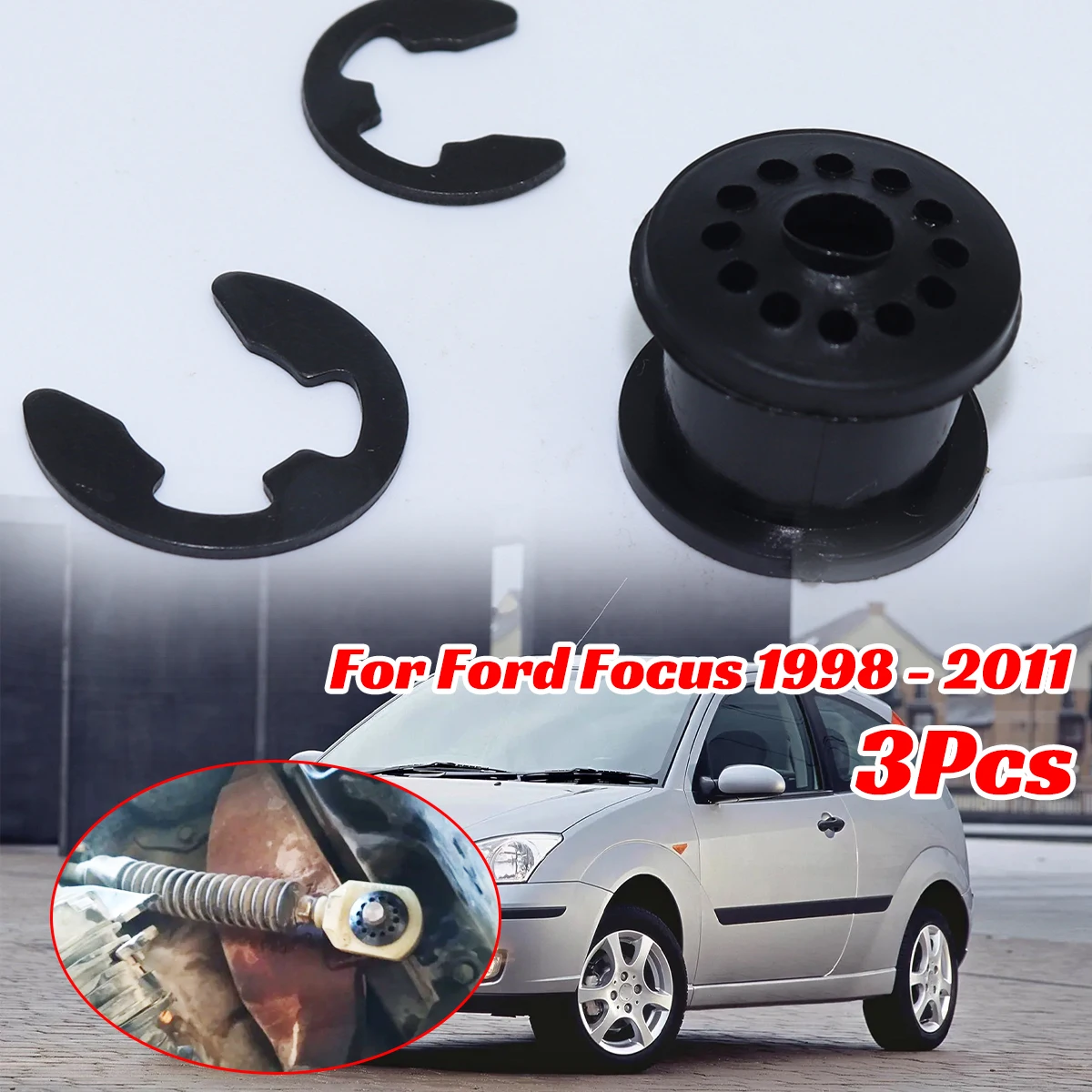 3pcs Shifter Cable Bushing For Ford Focus 1998-2011 MT Gear Selector Shift Linkage Lever End Grommet Pivot Sleeve Retainer Clip
