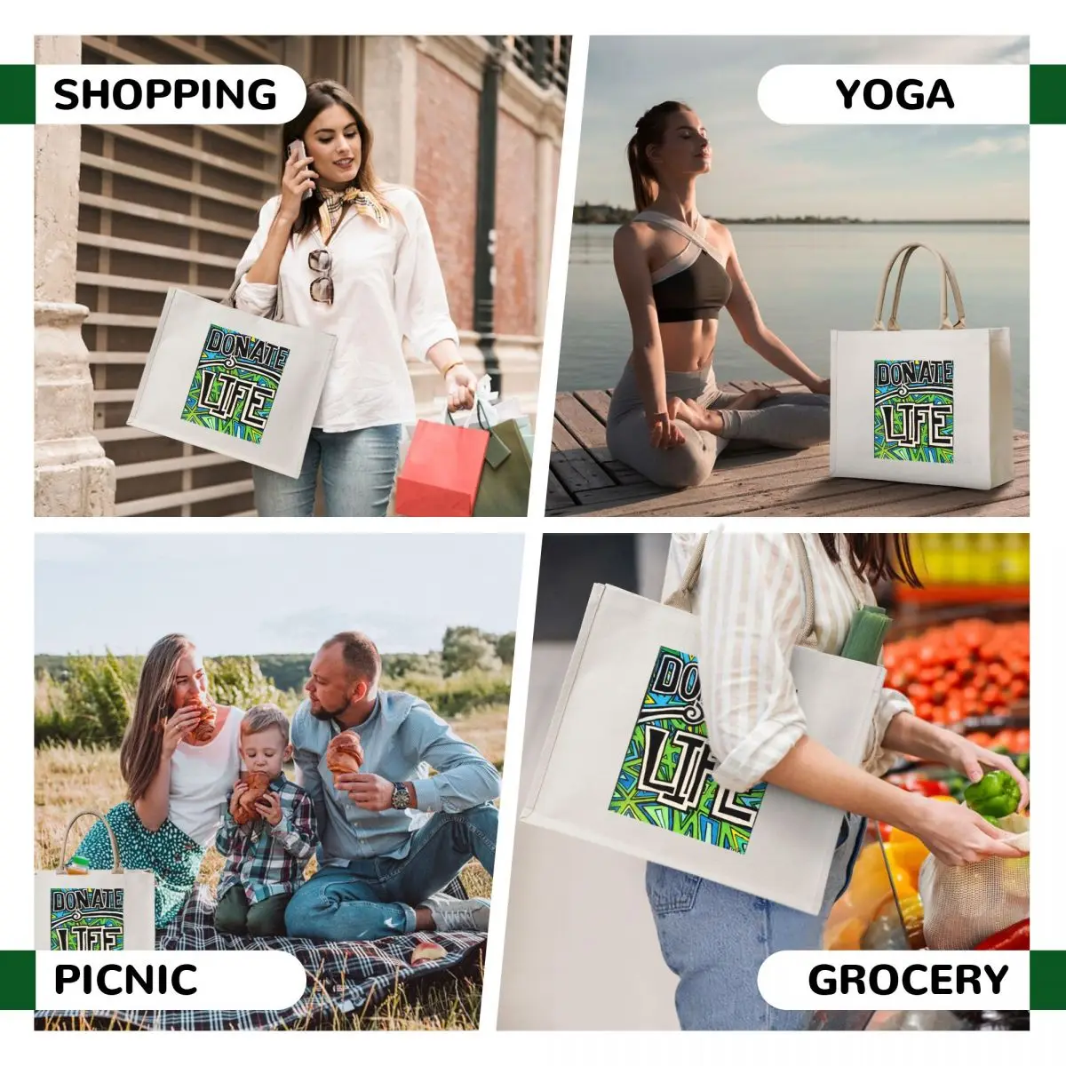 Donate Life Tote Bag personalized tote Gift bag reusable shopping bag Lady bags