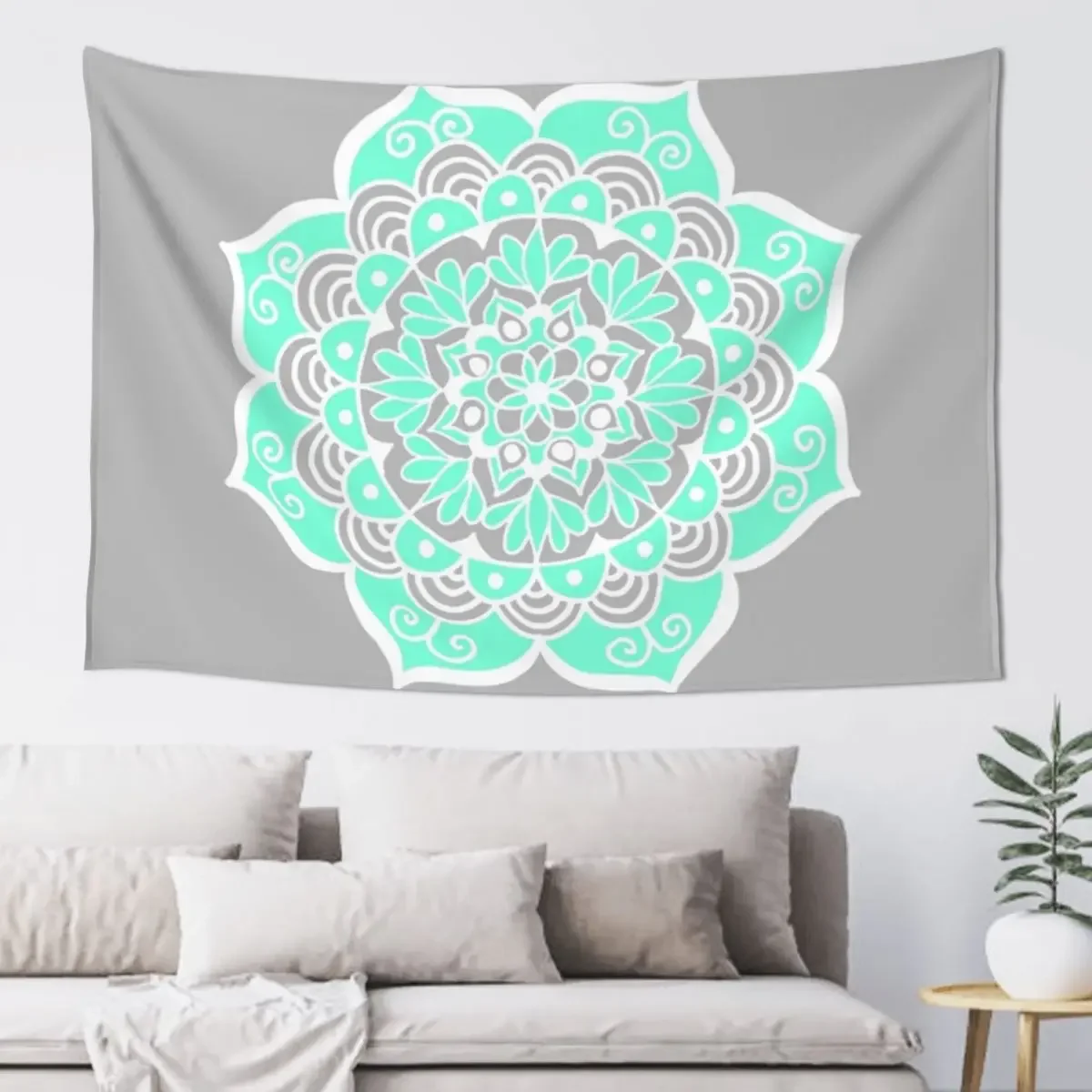 

Turquoise and Grey Mandala Tapestry Decorative Paintings Decorative Wall Murals Wall Mural Tapestry