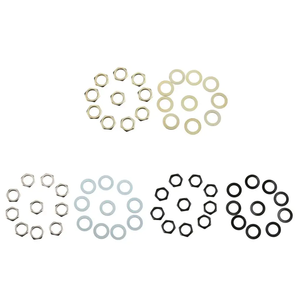Guitar Plug Nut Metal Washer Set Electric Guitar Jack Nut Gasket Screws Parts for Repair and Setup
