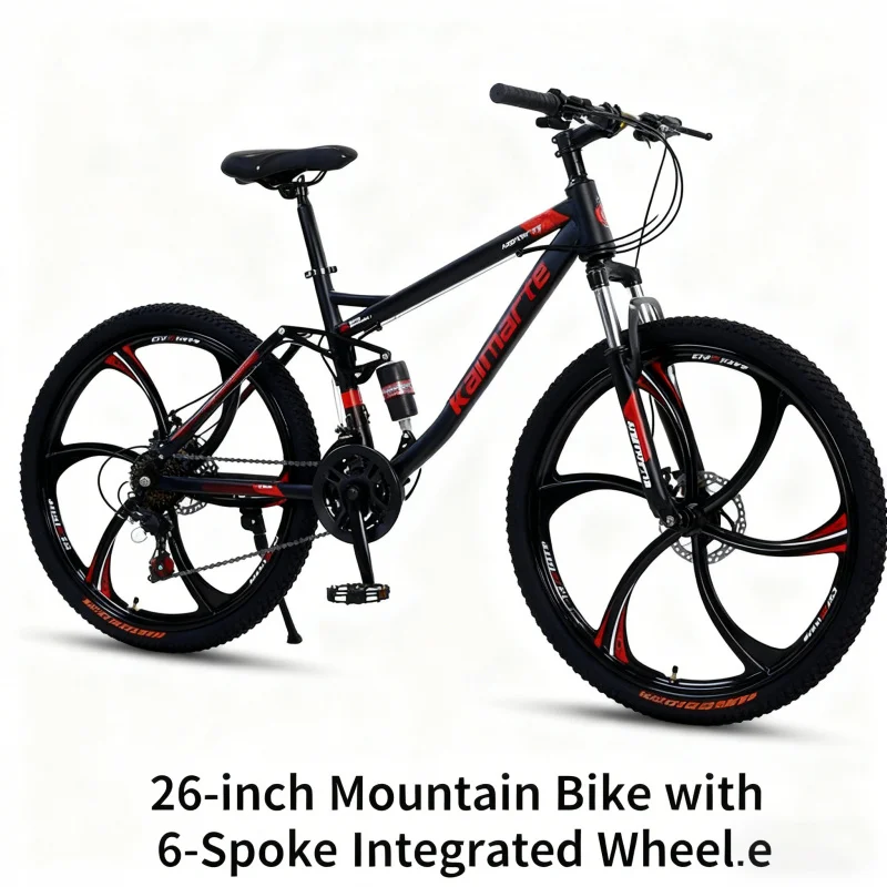 

Black and Red Six-blade Cutter Wheel Speed Down Soft Tail Mountain Bike Double Shock Absorption Variable Speed Student Youth26O