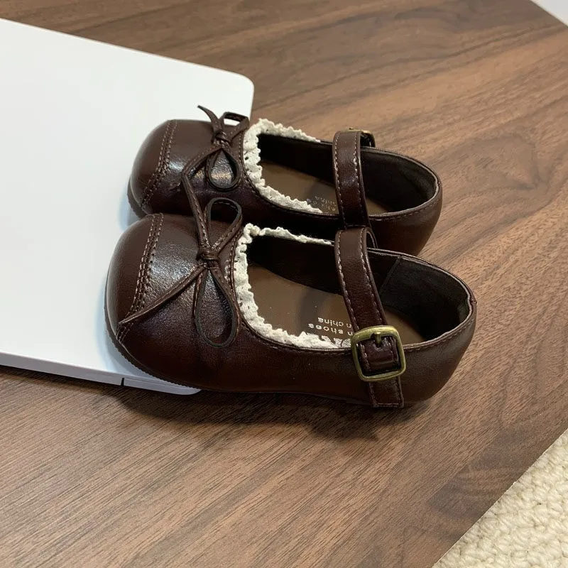 Baby-Lauflernschuhe Süße Einfache Schleifen Mädchen Flache Schuhe Weiche Sohle 2026 Brandneue Kinder-Lederschuhe Rutschfest Trendig – Detail 4