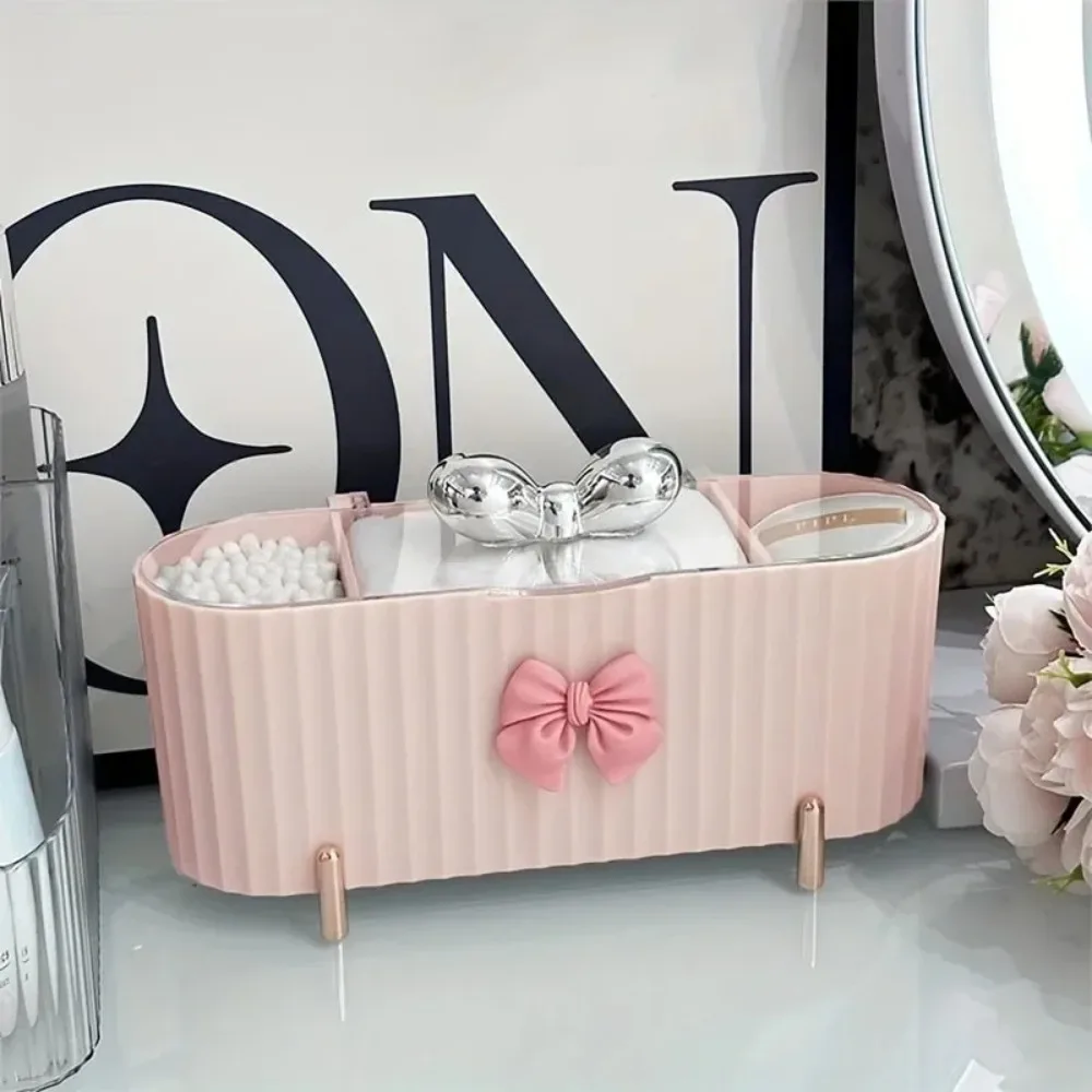 Grid Makeup Organizer Large Capacity Clear Lid Storage Box For Swabs Powder Puffs Cosmetics Home Organization   JJ3181VV