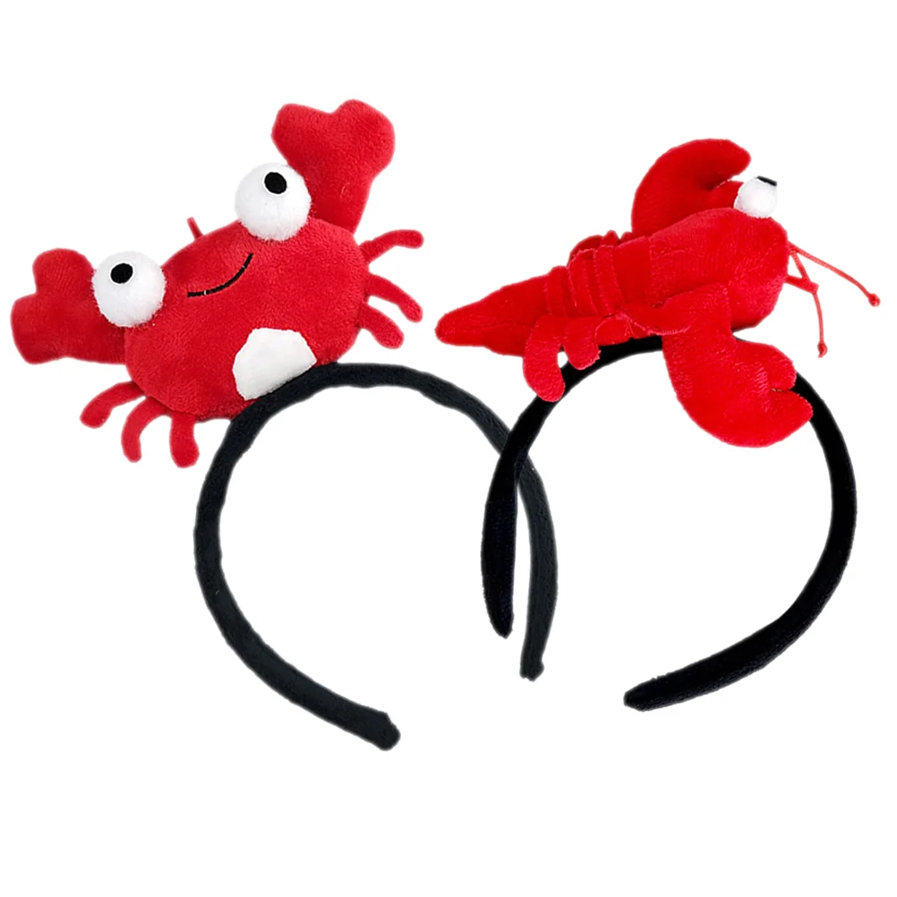 2 Pcs The Lobster Party Headgear Crayfish Headband Crab Headbands for Women Cosplay Hair Accessories Red Adults Costume Miss