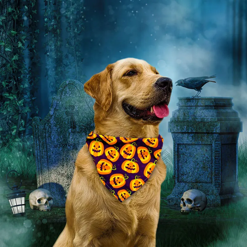 Halloween-Hundebandanas, Hundezubehör für kleine und große Hunde, Katzen, Welpen, Halstuch, Kürbis, Totenkopf, Hunde-Bandana, 1 Stück – Detail 10